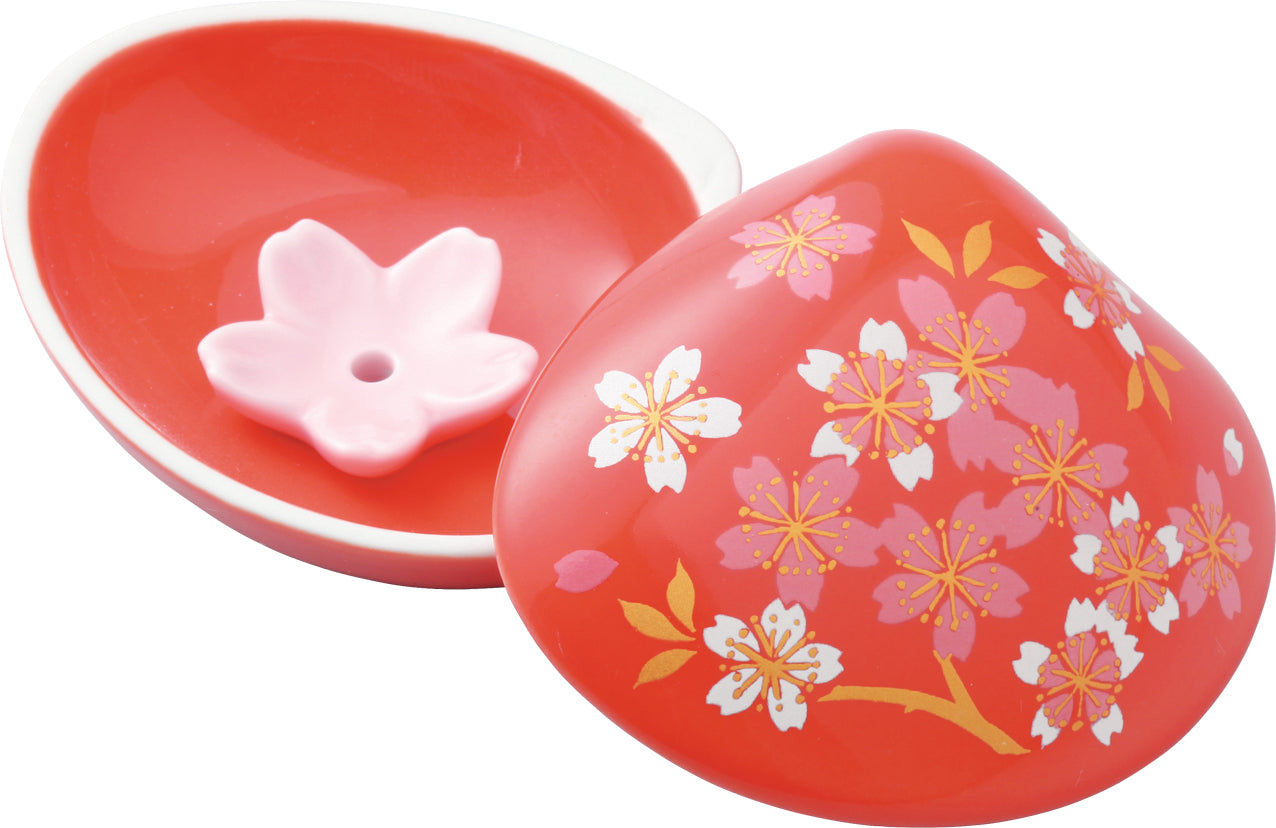 Plato de incienso con forma de concha-Flor de cerezo (rojo)