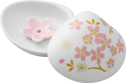 Plato de incienso con forma de concha-Flor de cerezo (blanco)